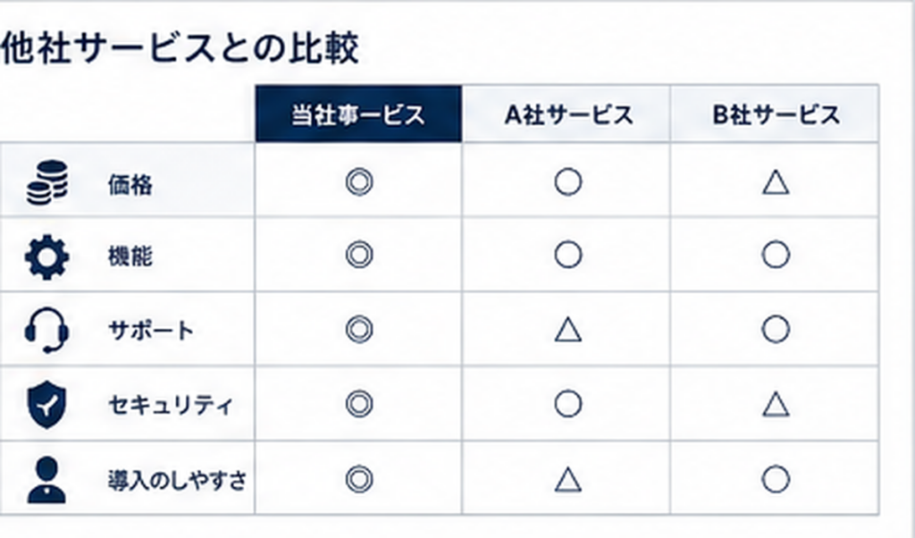 比較表にピクトグラムを配置した画像